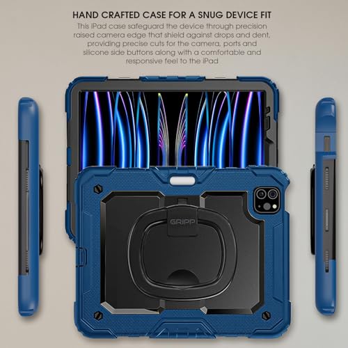 Image of GRIPP Terra 3 Layers Protection Case for iPad Pro 11 inch (3rd /4th Generation, 2021 /2022), iPad Air 10.9 inch (4th /5th Gen, 2020 /2022), iPad Air 11 inch (M2 /M3 /M4, 2024 /2025 /2026), Kickstand - Blue