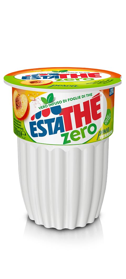 Thè Pesca Zero Bevanda con Infuso Vero di Foglie di Thè a Pesca Senza Zuccheri in Brick per estathe 6x200ml [BOX con 6 Confezioni]