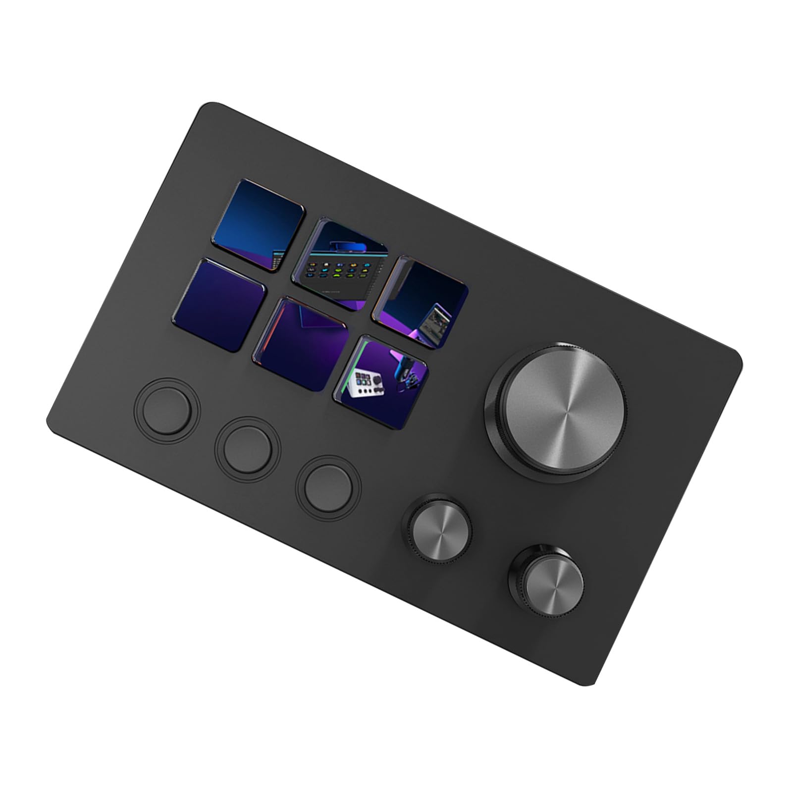 Topiky Konfigurowalny Kontroler Strumienia z 6 Klawiszami LCD 3 Pokrętła dla Twórców Treści, Klawiatura do Gier Makro Pulpitowy Kontroler Multimediów dla Komputerów Mac z Systemem (BLACK)