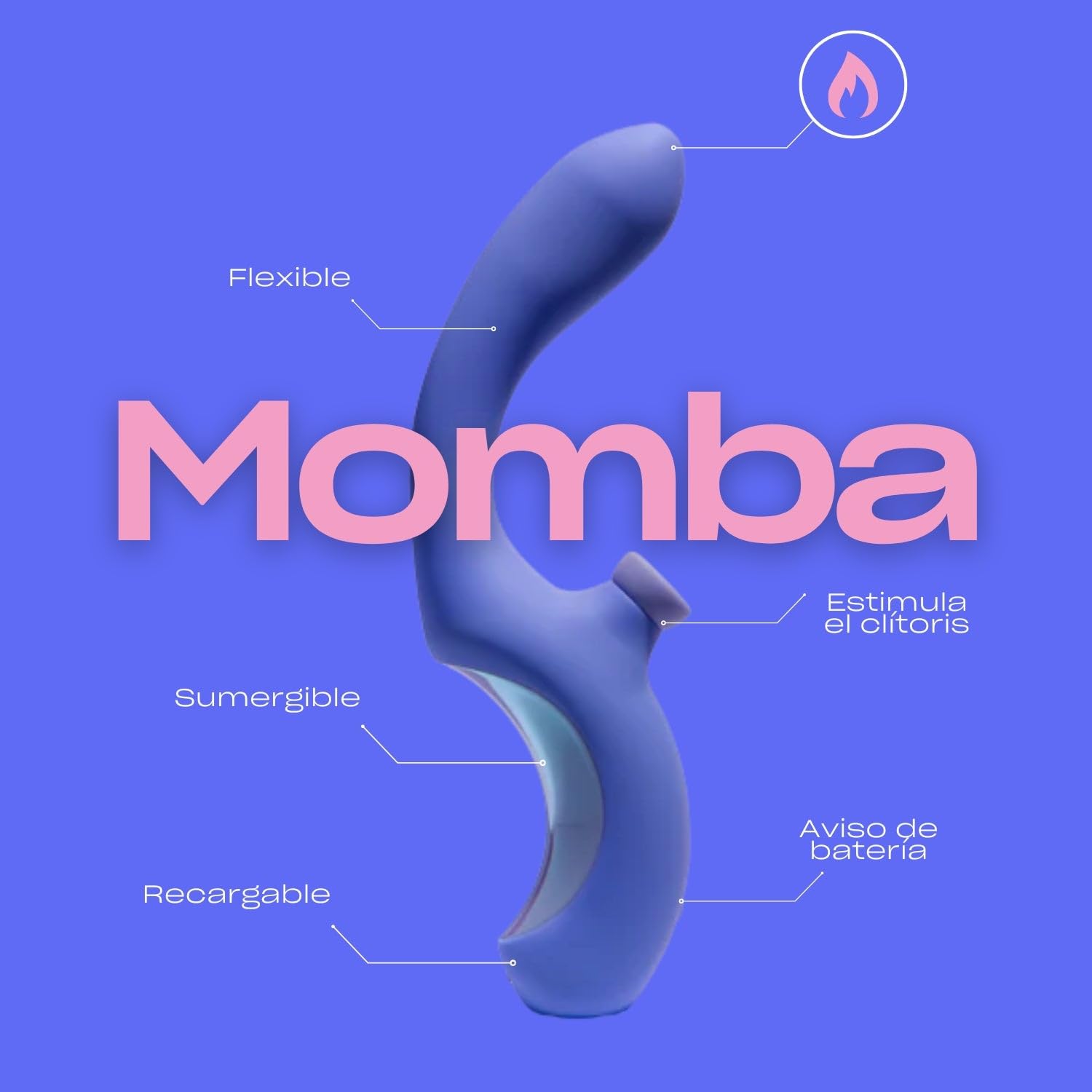 Platanomelón - Succionador con Estimulación Interna Efecto Calor, 4 Velocidades y 14 Niveles Progresivos, Flexible y Recargable - Momba Lavanda oscuro