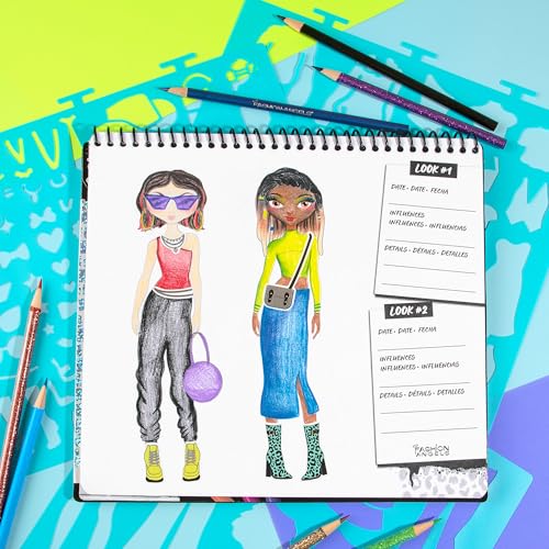 Image of Fashion Angels Streetwear Design Portfolio | Includes 30 Sketch Sheets, Stencil Sheets, Stickers & Inspiration Guide, Ideal Drawing Kit for Girls Ages 6+