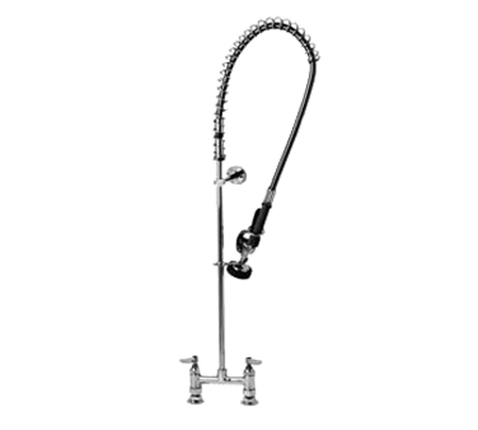Pre-Rinse 6-Inch Deck Mount 44-Inch Flex Hose 24-Inch Riser 6-Inch Wall Bracket by T&S Brass – not_applicable, Brass Construction, Polished Chrome, Model B-2223