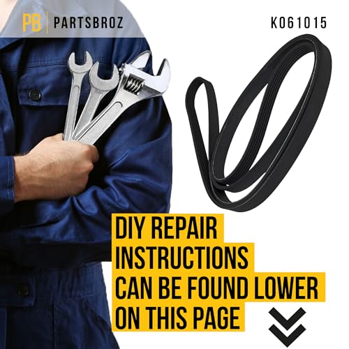 PartsBroz K061015 Micro-V Serpentine Drive Belt - Compatible with Gates Dayco Bando ACDelco Goodyear Continental Masterpro - Replaces K10156 K10156 JK6-1021-A JK6-1024 JK6-111022 JK61022AA K061015HD - Thumbnail 6