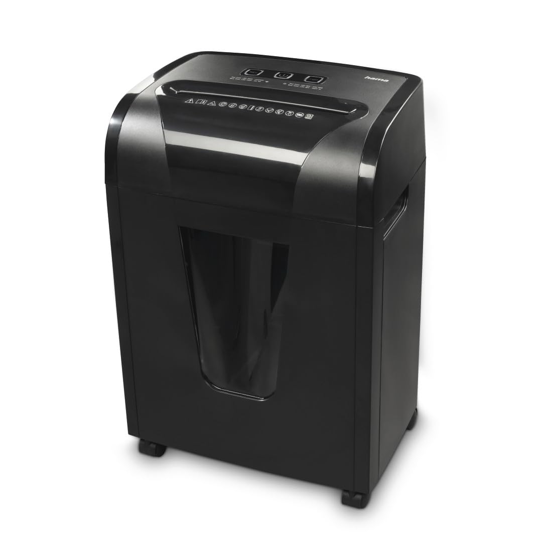 Hama |Trituradora de Papel con Nivel de Seguridad E-4, P-5, T-5, 20L, Negro | Premium M8, Dimensiones 35 x 24,6 x 51,9 cm, MAX. Nivel de Ruido: 62 db, MAX. Velocidad de Corte: 1,8 m/min