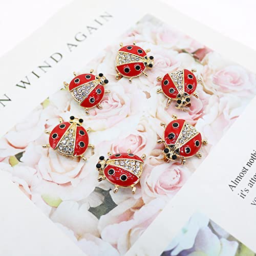 Image of 6 Pack Fashion Rhinestone Ladybug Brooches Pins Set Cute Enamel Crystal Animal Insect Lapel Pin Brooch Badges Jewelry Set for Men Women Girl