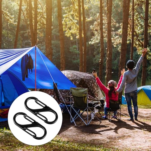 30 Stück S Karabiner, 32mm Mini Karabinerhaken Metall Schraubkarabiner Doppelfeder 2 Öffnungen für Outdoor Camping Wandern (Schwarz)