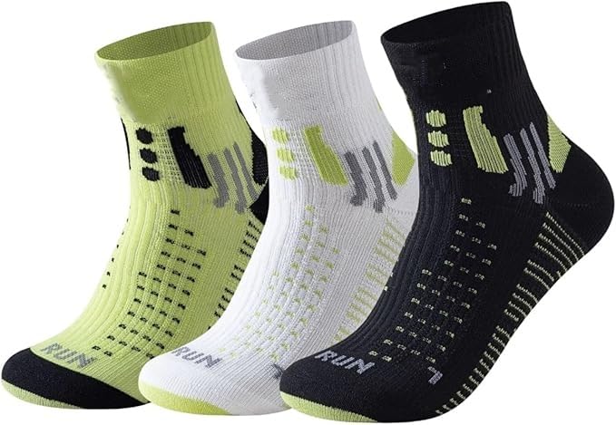 3 Pairs Men’s Athletic Socks (Size 5-10), Thick Cushioned Compression Crew Socks – Non-Slip Grip for Running, Hiking, Soccer, Basketball, and Outdoor Sports – Moisture-Wicking Boot Socks