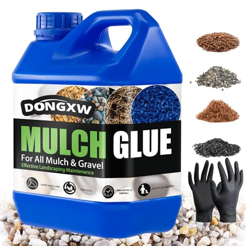 Rock Glue for Landscaping, Easy Hold Mulch Glue for Landscaping, Lockdown Sticky Rock Glues Landscape Stone Glues Strong Mulch Binder, Fast Drying Concentrate Gravel Binder - 64oz