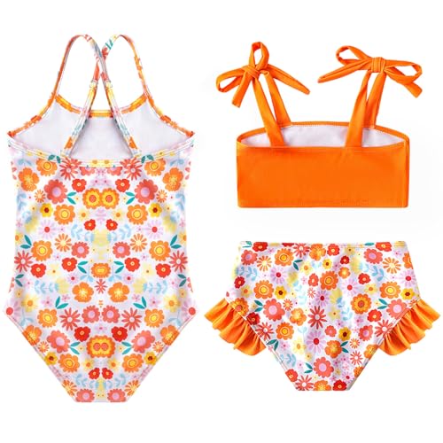 Image of Girls Swimsuit One-piece Bikini Set Two Sets Matching Bathing Suits 2-6T Adjustable Strap Summer Beach