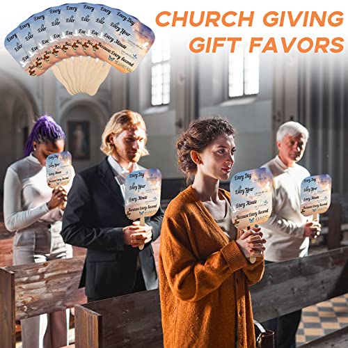 Image of Sherr 25 Pcs Christian Fans Bulk Religious Church Handheld Fans the Lord's Prayer Parlor Church Favors Gift