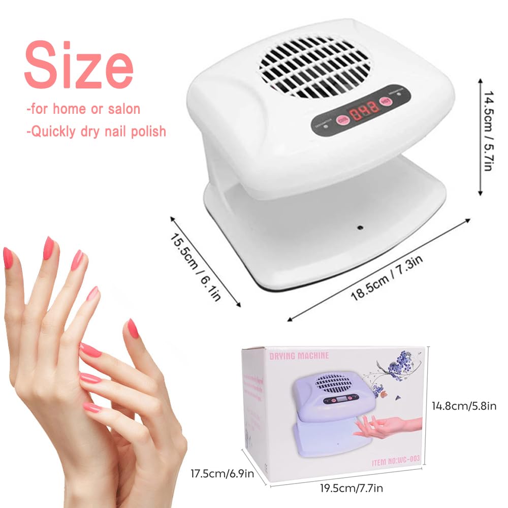 Essiccatore ad aria per unghie, sensore a infrarossi 2 in 1, 300 W, a induzione automatica, ad aria fredda e calda, ventilatore per asciugare lo smalto, per uso domestico e salone di bellezza (bianco)
