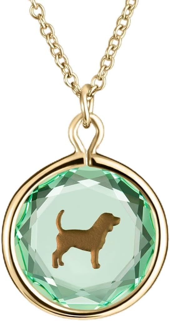 Engraved and Enameled Swarovski Crystal Beagle Pendant/Necklace in Sterling Silver