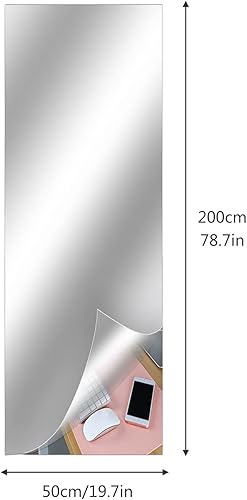 Miniatura 2 de Okngr Hojas de espejo flexibles, 19.68 x 78.74 pulgadas, pegatinas de pared de espejo acrílico, autoadhesivas, azulejos de espejo no vidrio, para