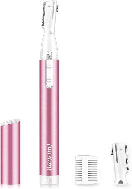 Upgraded Eyebrow Trimmer, Funstant Precision Eyebrow Razor for Women Electric Facial Hair Remover with Comb Eyebrow Epilator No Pulling Sensation Painless for Face Chin Upper-Lip Neck Peach-Fuzz