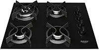 Cooktop 4 Bocas a Gás Dako Supreme com Queimador Tripla Chama e Mesa de Vidro Temperado Preto Bivolt