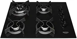 Cooktop 4 Bocas a Gás Dako Supreme com Queimador Tripla Chama e Mesa de Vidro Temperado Preto Bivolt