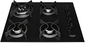 Cooktop 4 Bocas a Gás Dako Supreme com Queimador Tripla Chama e Mesa de Vidro Temperado Preto Bivolt