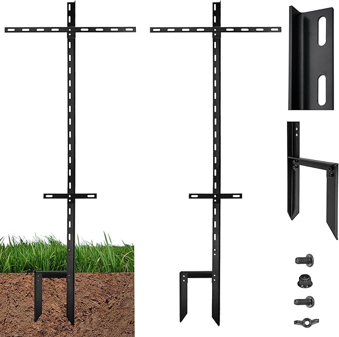 2 Stück 130 cm Lange T-Bar-Hofschildpfähle, robuster Metall-Stahlpfahl-Hofschildhalter, 2 mm Dicker schwarzer Schildpfosten für Außenparkhausbar, Rasenschilder, Straßenschilder (2, 130cm)