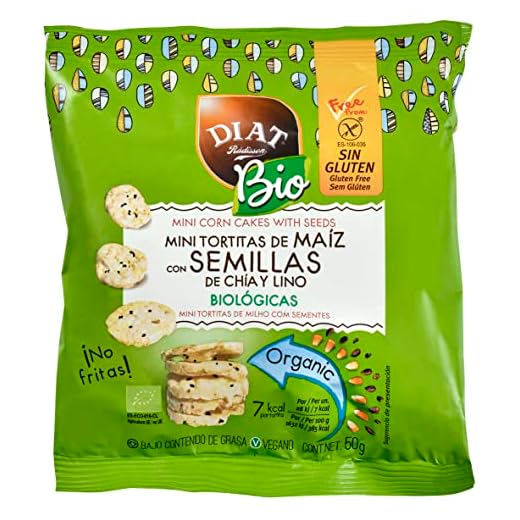 DIAT Radisson Mini Tortitas de Maíz Sin Gluten BIO | Tortitas con semillas de Chia y Lino | Producto Gluten Free | Bajo en Grasas | Tortitas ecológicas | Apto para Veganos | Maíz no GMO