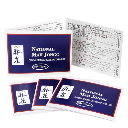 National Mahjong Cards Official Standard Rules and Card Type - Mahjong Scorecard- 4Pcs