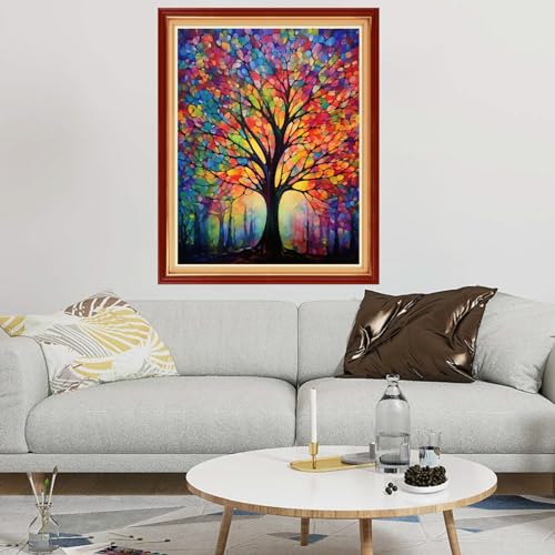 Image of Dimxvean Stamped Cross Stitch Kits,Cross Stitch Kits for Adults Beginners,Embroidery Kits Full Range of Cross Stitch Stamped Kits Needlepoint Kits Cross Stitch Patterns-Night Light Tree 16x20 inch