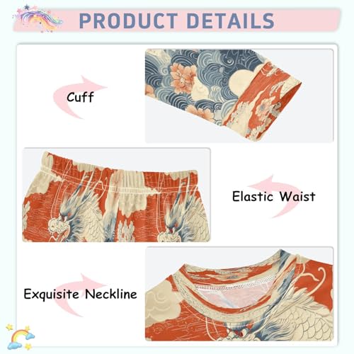 Pajama Sets Long Sleeve Dragon Cloud Soft Comfy Sleepwear 2 Piece PJS 3-8T4