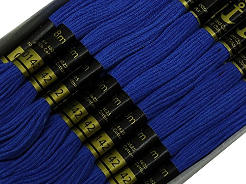 Iba Indianbeautifulart Cross Stitch Hand Embroidery Thread Stranded Cotton Craft Sewing Floss 25 Skeins-Royal Blue #TOP1