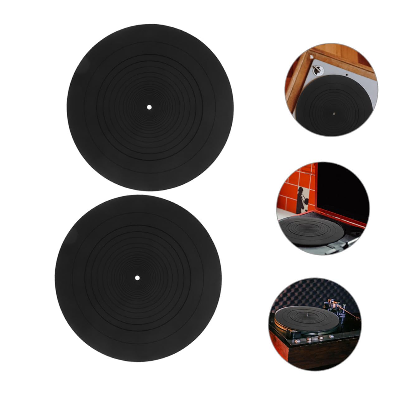 2 pezzi Tappetino Antistatico in Silicone per Giradischi Piatto Stabile per Dischi in Vinile Accessorio Sostitutivo per Protezione e Riproduzione Senza Danni