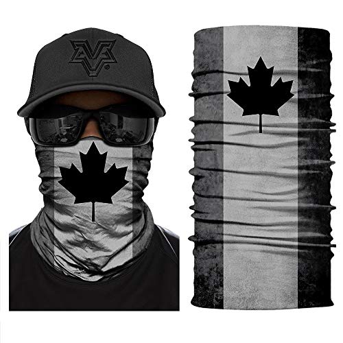 unbrand Blackout Canada Flag Tubular Bandana Face Scarf Balaclava Head Band Beanie Elastic Neck Warmer Gaiter for Men and Women Fishing Hiking Motorcycles Hunting