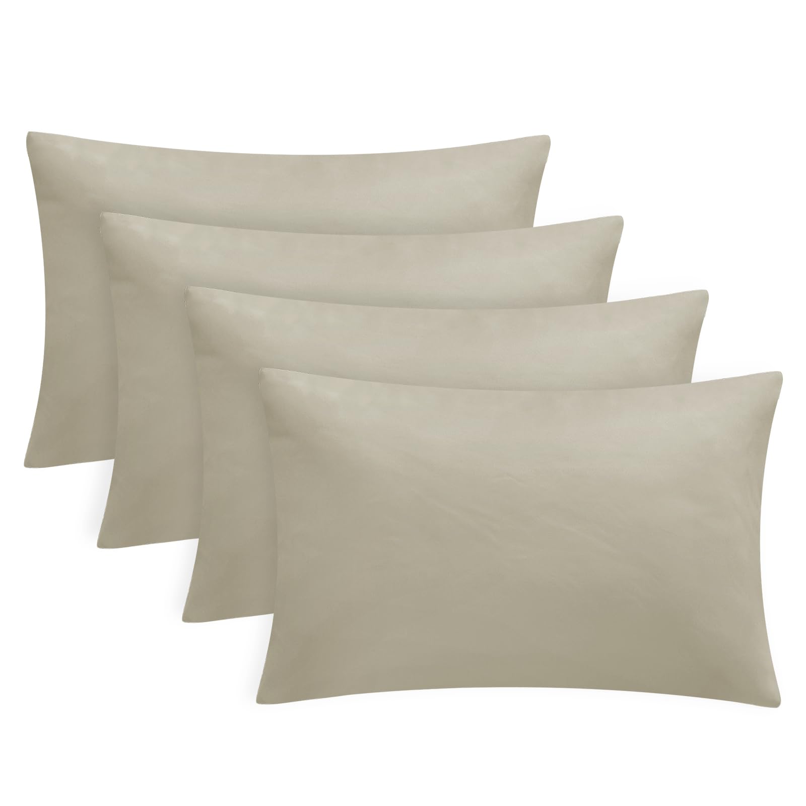 Tifschlaf Pillow Cases 4 Pack - Taupe Pillowcases Plain Pack of 4, Super Soft Brushed Microfiber Standard Queen Pillow Covers With Envelope Closure, 50x75 cm — image 1