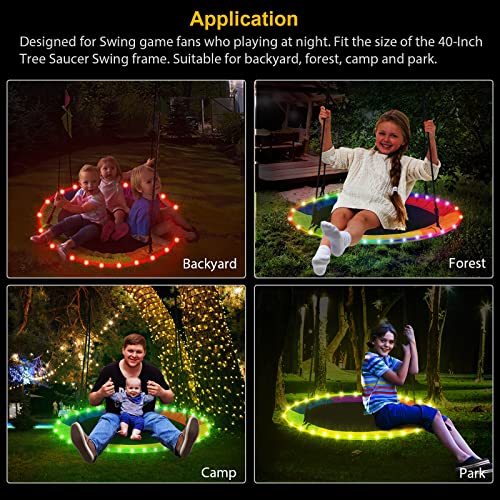 Eliteemo LED Outdoor Swings Lights, LED Remote Control Swing Rim Light for Saucer Tree Swing, 16 Color Change by Yourself, Waterproof, Super Bright to Play at Night Outdoors