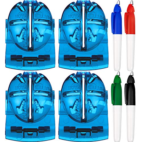 Tatuo 4 Stücke Golfball Alignment Tool Liner Kugelmarkierung Clips und 4 Stücke Golfball Markierungs Feder (Blue)