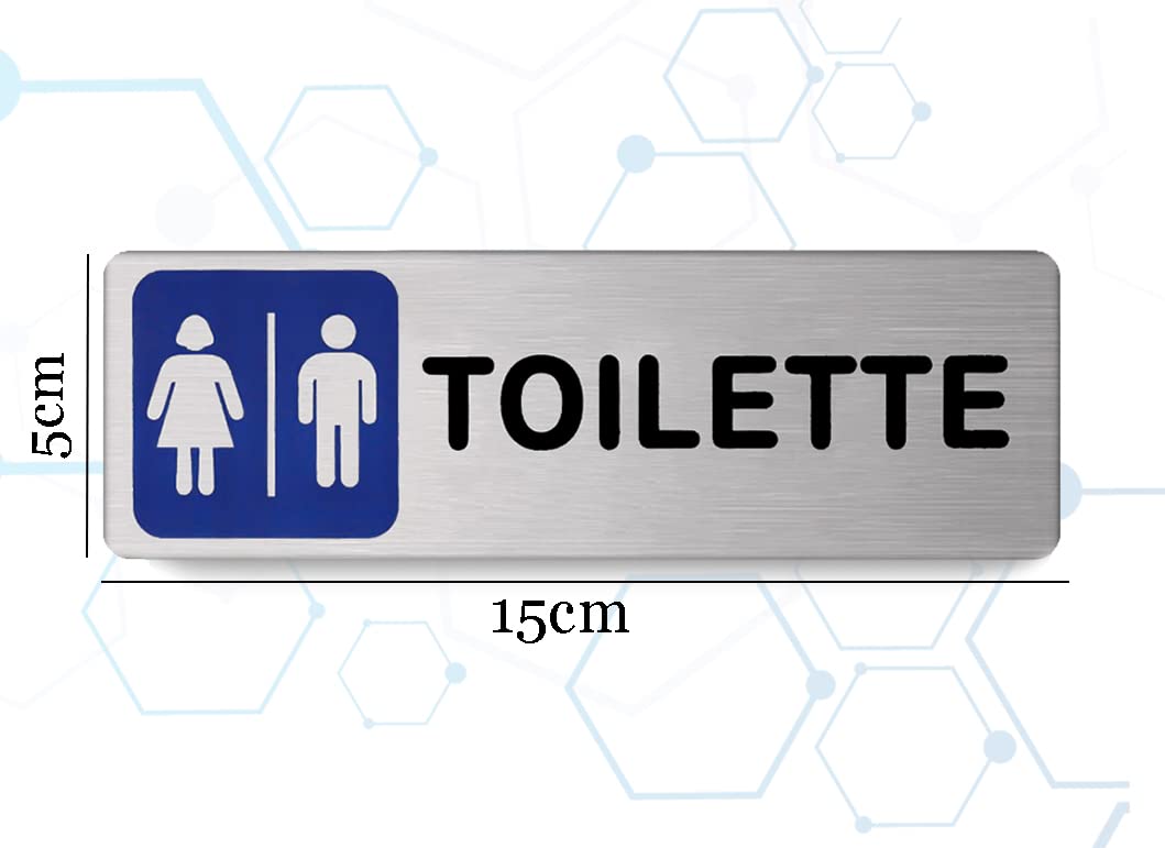 Targa Toilette Uomo Donna in Alluminio Satinato 150mm x 50mm - Targhette Autoadesive |Stickers, Klebeetikett| Impermeabili Lavabili, pub,ufficio