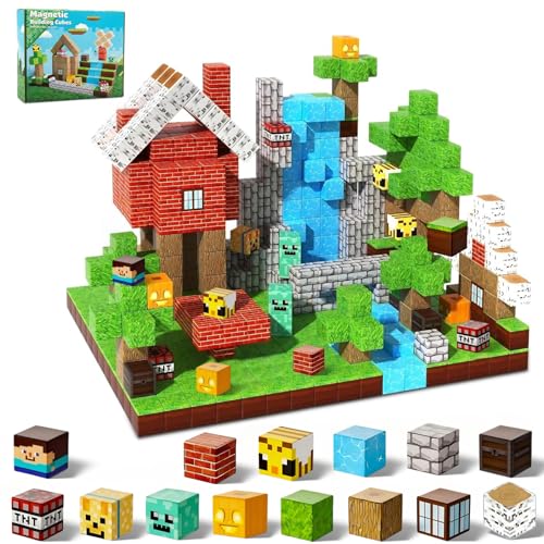 VOVOAN Magnetic Building Blocks for Kids - 100pcs STEM Montessori Construction Toys, Magnetic Cubes Educational Set for Toddlers & Kids Ages 3-8 9-12, Creative Gift for Boys and Girls