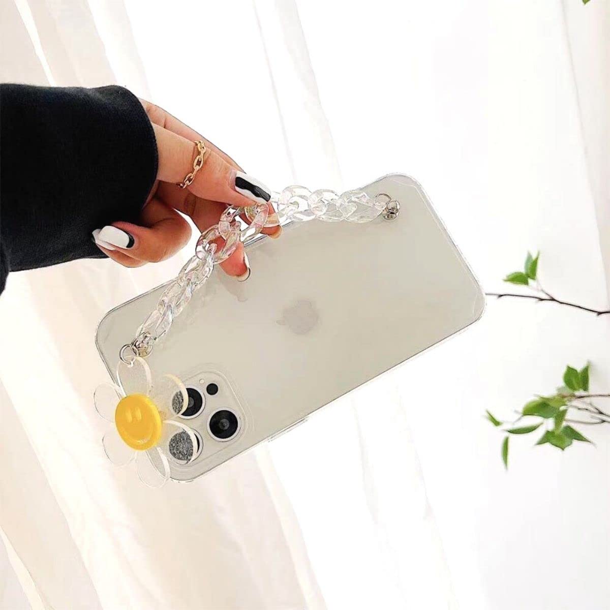 Amazon.co.jp: iPhoneケース スマイル にこちゃん 花 チェーン