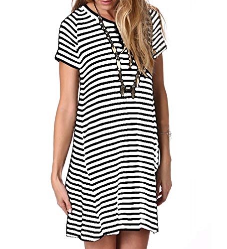 Image of Alaster Women's Casual Summer T Shirt Dress Loose Short Sleeve Tunic Dress with Pocket for Women