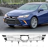Kspeed Front Bumper Upper Grille for 2015 2016 2017 Toyota Camry LE SE XLE XSE, Black and Chrome Front Upper Grill Replace for 5310106411 TO1200377
