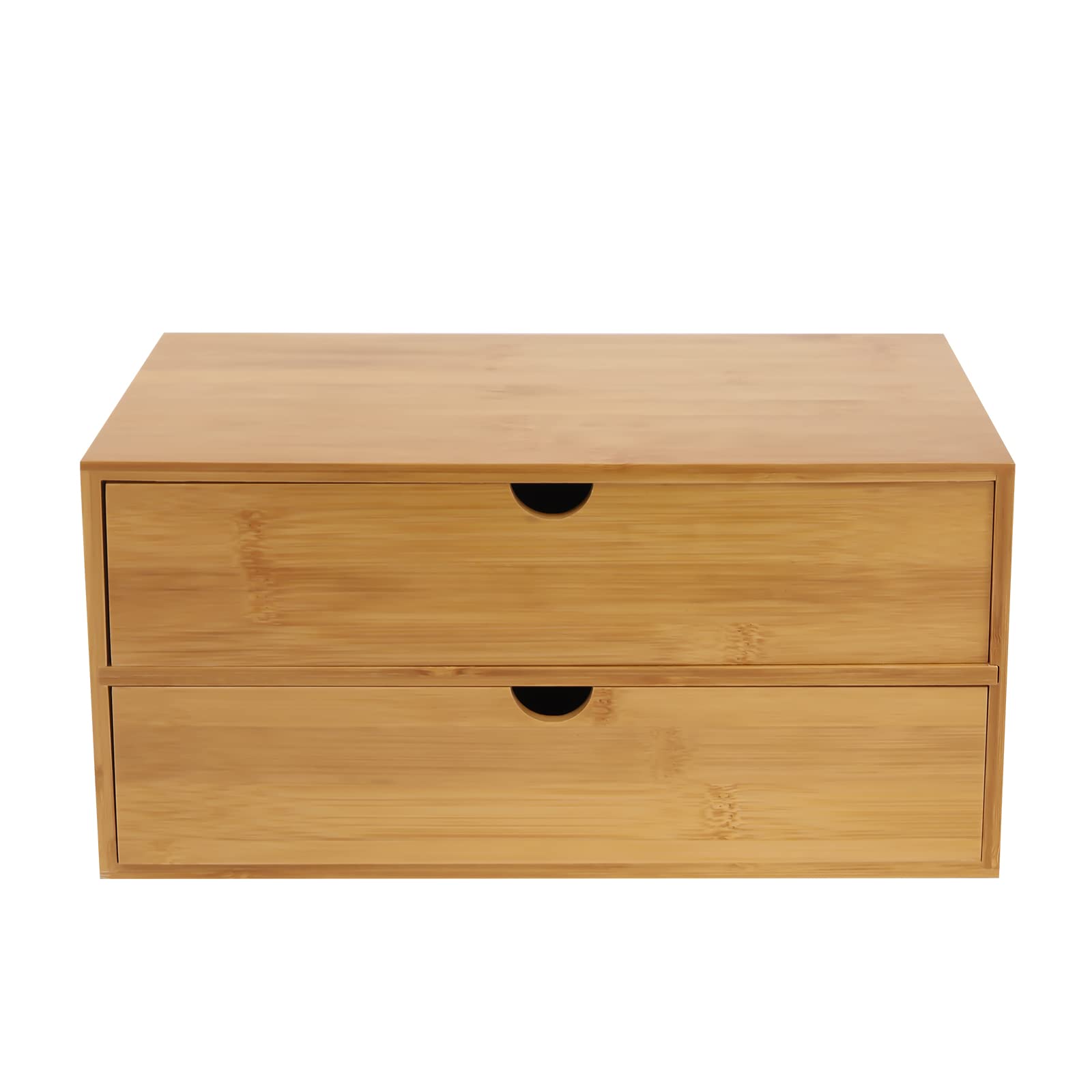 Bambusowy organizer na biurko z 3/2 szufladami, 33 x 19 x 16 cm, wielofunkcyjny organizer na przybory biurowe, kolekcje kosmetyków (2 szuflady)