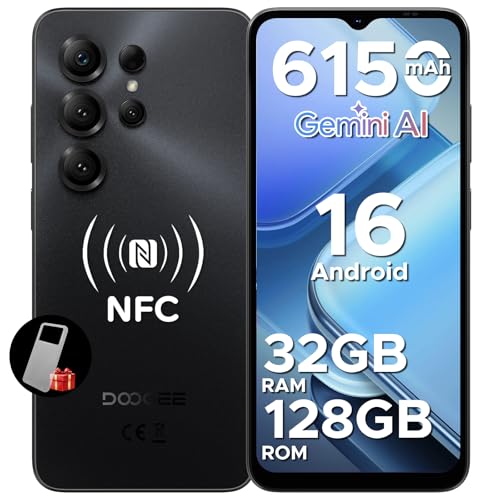 DOOGEE NOTE56X PRO Telefono Movil Octa Core Andriod 16, Batería 6150mAh, 32GB+128GB/2TB, 6.56' HD+ 90Hz Móvil,13MP+8MP,NFC/Dual SIM 4G/GPS/OTG/Huella Dactilar/Face ID/Widevine L1/3.5mm Jack Smartphone