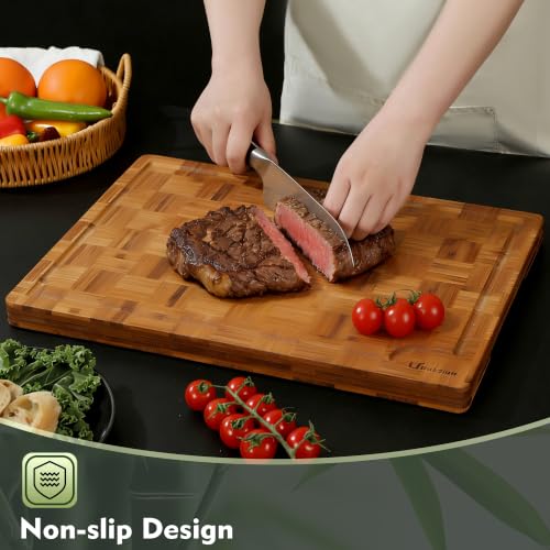 Bamboo Cutting Board Set of 3 Wooden Cutting Boards for Kitchen Wood - Image 5