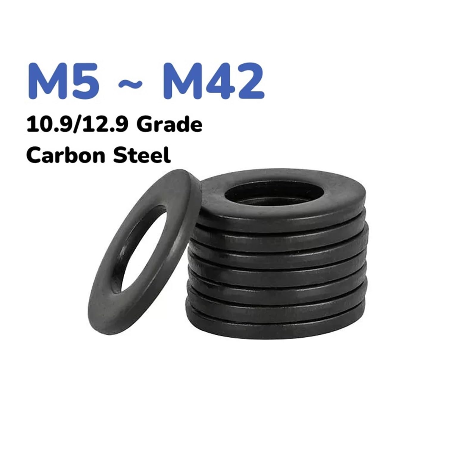 M5 M6 M8 M10 ~ M42 Rondella piana in acciaio al carbonio nero ad alta resistenza di grado 10.9/12.9 Guarnizione piana(10.9 Grade,M2.6)
