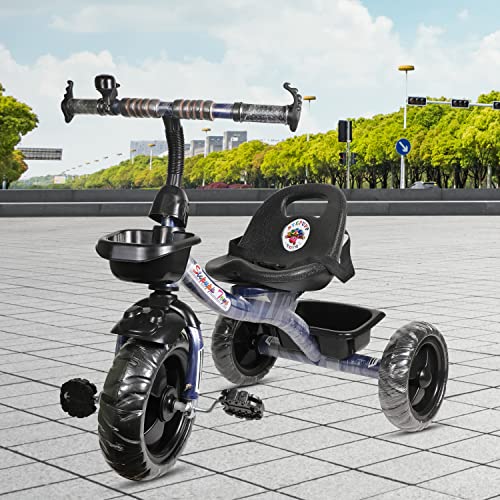 Image of Maanit Kids Tricycle with Rear & Front Basket | Comfortable Cushioned Seat with Safety Belt | Baby Trike for Boys & Girls Ages 2 to 4 Years | Sturdy & Safe Tricycle