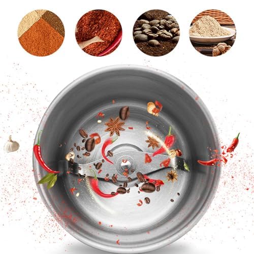 Macinacaffè Elettrico, Macina Noci Multifunzione con Doppie Tazze e Motore Potente da 200 W, Macina Spezie Elettrico per Chicchi di caffè da Cucina, Spezie, Erbe, Noci, Grani, Semi