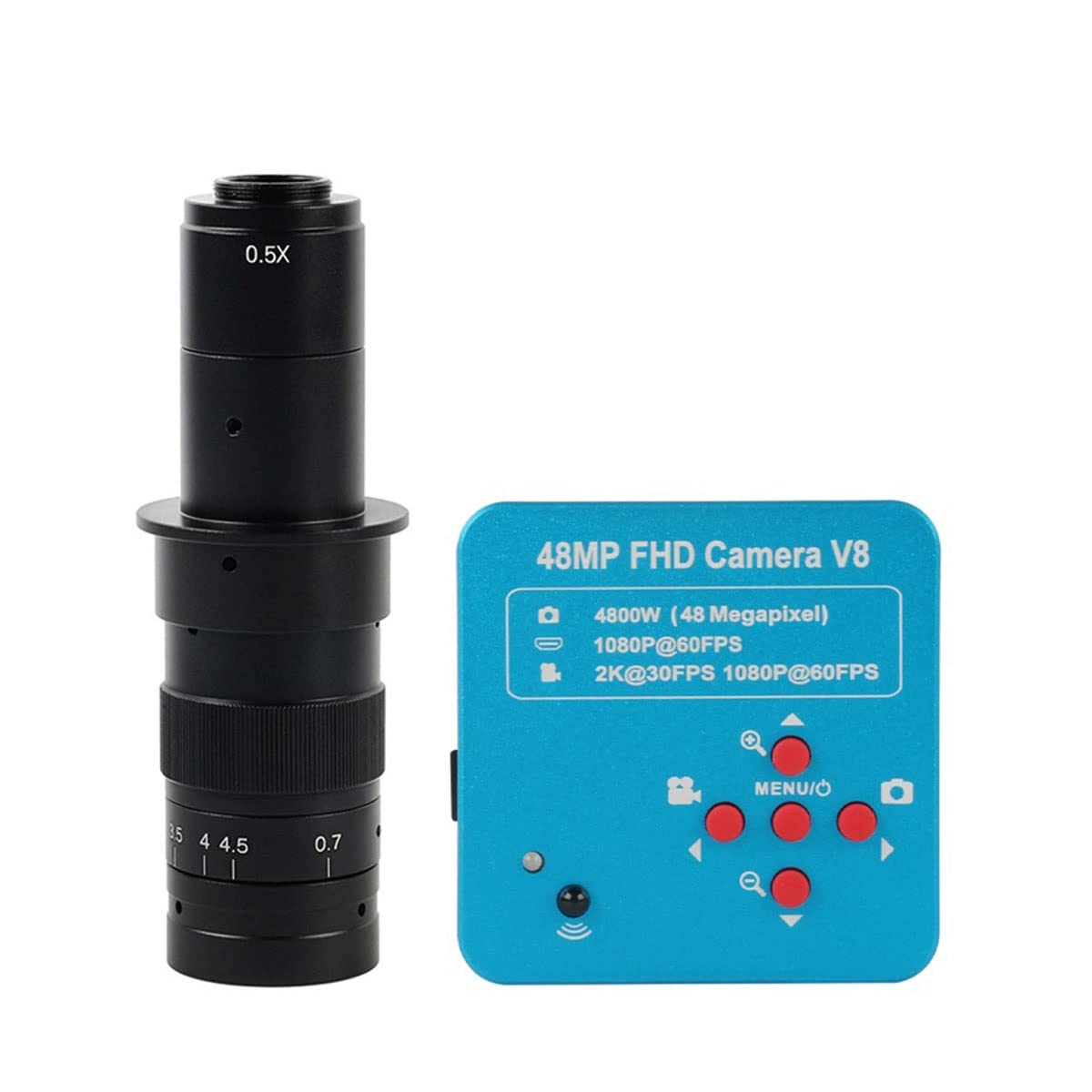 Microscope 48MP 2K Video Microscope Camera, 100X 130X 180X 200X 300X 500X Monocular Lens 56 LED Light(with 180X Lens)
