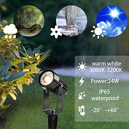 Led Landscape Lights Low Voltage, Cob Landscape Lighting 12V 24W Warm White, 2100Lm Garden Spotlights Outdoor For Yard, Lawn, Wall, Fence(8 Pack 85Ft) #TOP1