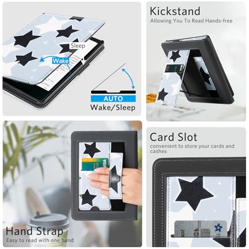 Image of CoBak Stand Case for 7 inch Kindle Paperwhite 12th Gen 2024 and Kindle Colorsoft with Hand Strap - Compatible with iPhone MagSafe, for Samsung /Belkin /Anker Wireless Charging Pads, Durable, Auto Sleep Wake