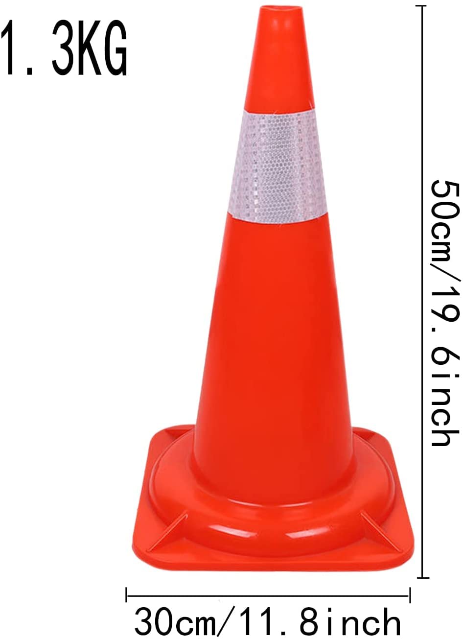 Cônes de sécurité routière haut de gamme | Cônes en PVC robustes et durables avec bandes réfléchissantes | Cônes de signalisation lestés pour le contrôle, la route, le stationnement et l'allée (