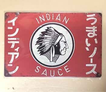インディアンソース ブリキ看板　ホーロー看板　昭和レトロ　超希少　当時物 Amazon.co.jp: 昭和 ④ インディアン ソース レトロ ブリキ看板