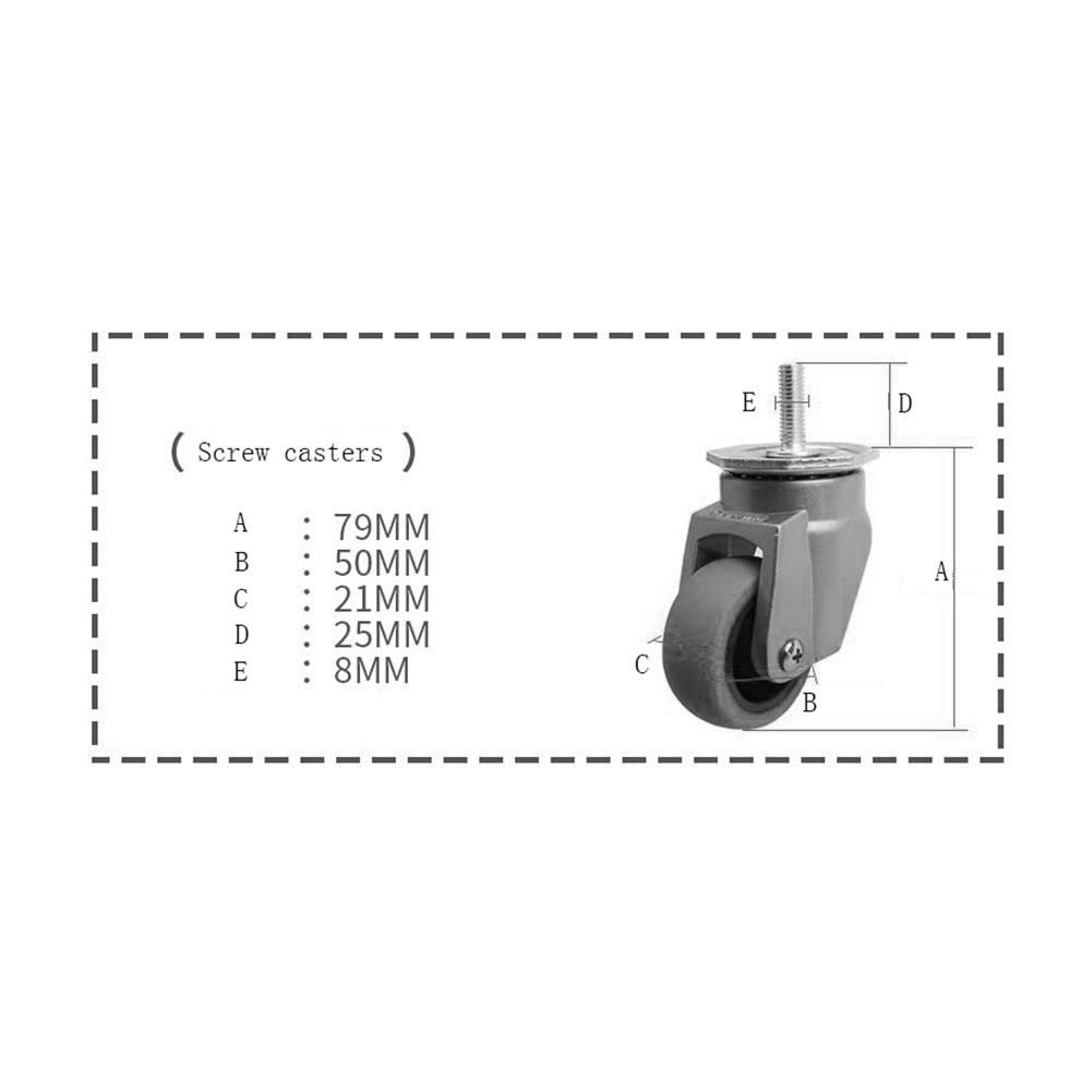'' 50mm Gwint M8 Koła jezdne o dużej wytrzymałości 400 kg Ciche obrotowe PU Koła przemysłowe ze stopu aluminium + ze stali nierdzewnej Koła meblowe do stołu warsztatowego Wózek 4 sztuki