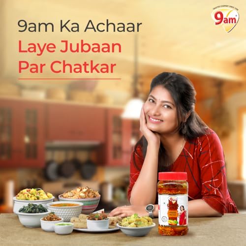 Image of 9AM Mixed Pickle 450gm (Pack of 1) | Homemade Achaar | No Added Preservatives & Additives | Chatpata Achar | Ready to Eat | Mixed Pickles with Storage Jar